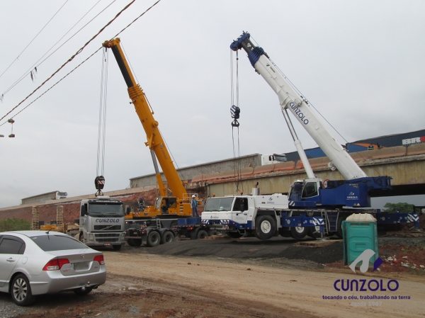 A Cunzolo realizou o içamento de 02 vigas de 30 metros de comprimento, 1,20 metros de largura e peso de 30 toneladas cada. Para essa operação foram utilizados 01 Guindaste Rodoviário Tadano ATF 220 (cap. 220 t.), 01 Guindaste Rodoviário Liebherr 220 (cap. 220 t.) e 02 carretas Dolly.