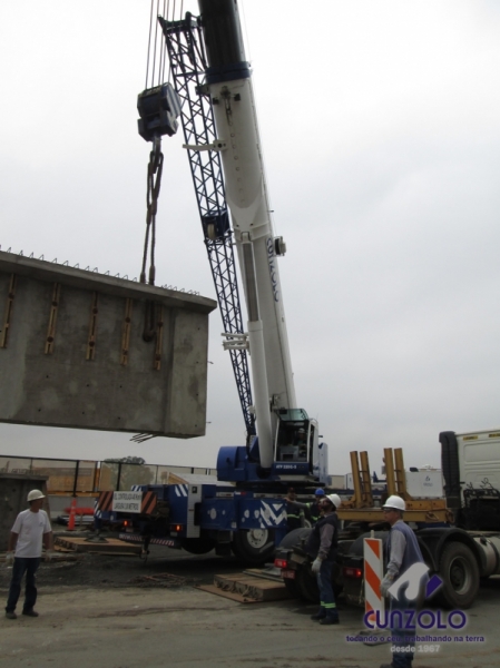 A Cunzolo realizou o içamento de 02 vigas de 30 metros de comprimento, 1,20 metros de largura e peso de 30 toneladas cada. Para essa operação foram utilizados 01 Guindaste Rodoviário Tadano ATF 220 (cap. 220 t.), 01 Guindaste Rodoviário Liebherr 220 (cap. 220 t.) e 02 carretas Dolly.