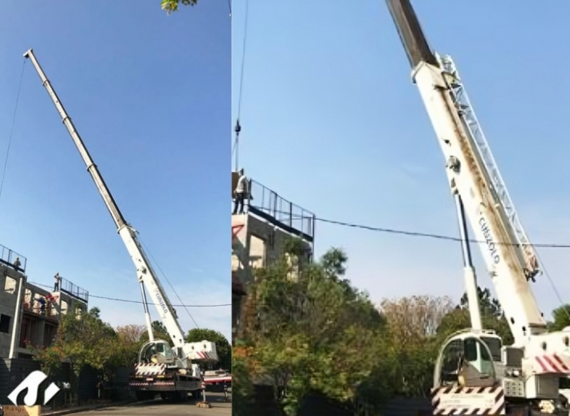 Guindaste e equipe Cunzolo realizou uma operação de içamento na cidade de Valinhos-SP. 
