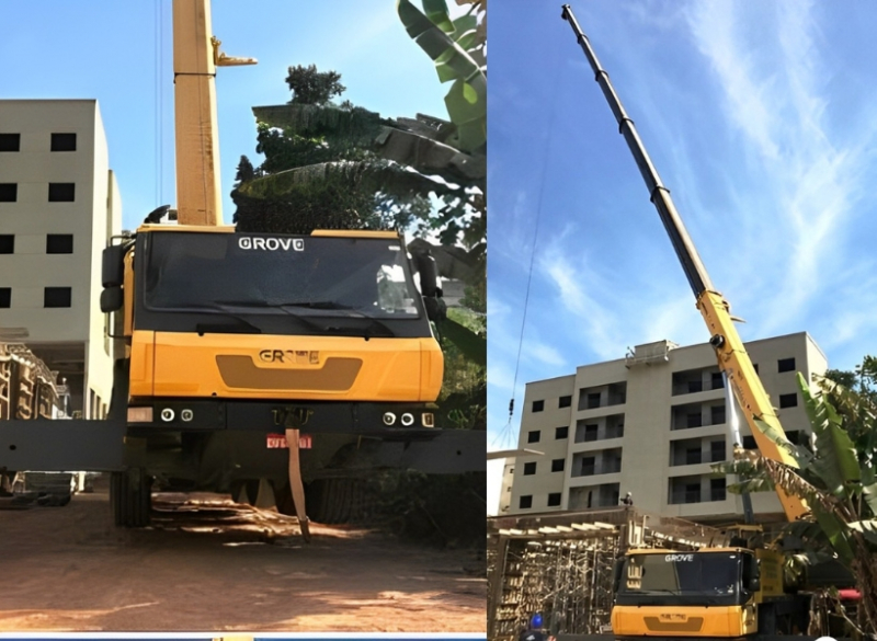 Guindaste Grove da Cunzolo em ação na construção de prédios na cidade de Vinhedo-SP. 