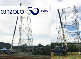 A Cunzolo realizou uma operação de Montagem de Torres de transmissão de Energia e Telecomunicações na cidade de Ibaté-SP