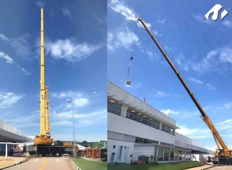 A Cunzolo realizou uma operação de içamento de peças na cidade de Itatiba-SP.
