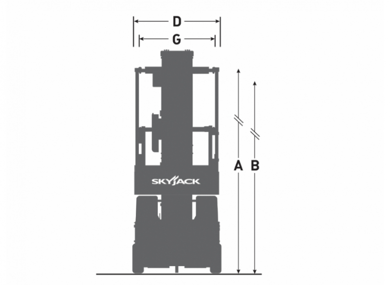 A Cunzolo disponibiliza a Plataforma Tipo Mastro Vertical -  Skyjack SJ20E é indicada para trabalhos em altura até 7,77 metros, possui capacidade de peso de até 159 kg e peso total de 1139kg.